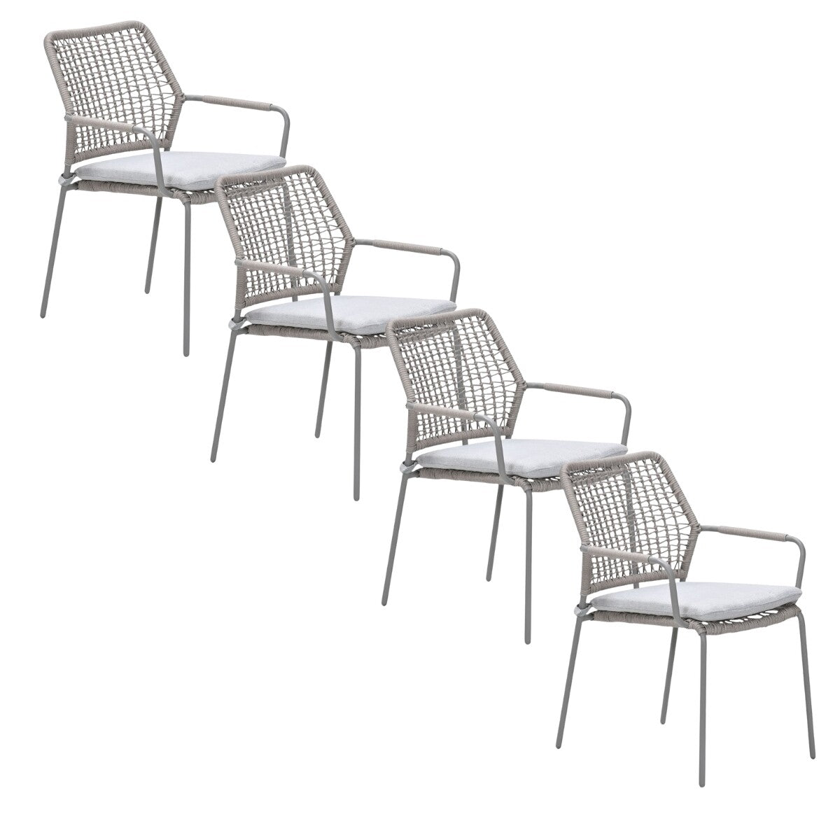 Garden Impressions Natas tuinstoel stapelbaar taupe - natural sand - 4 stuks
