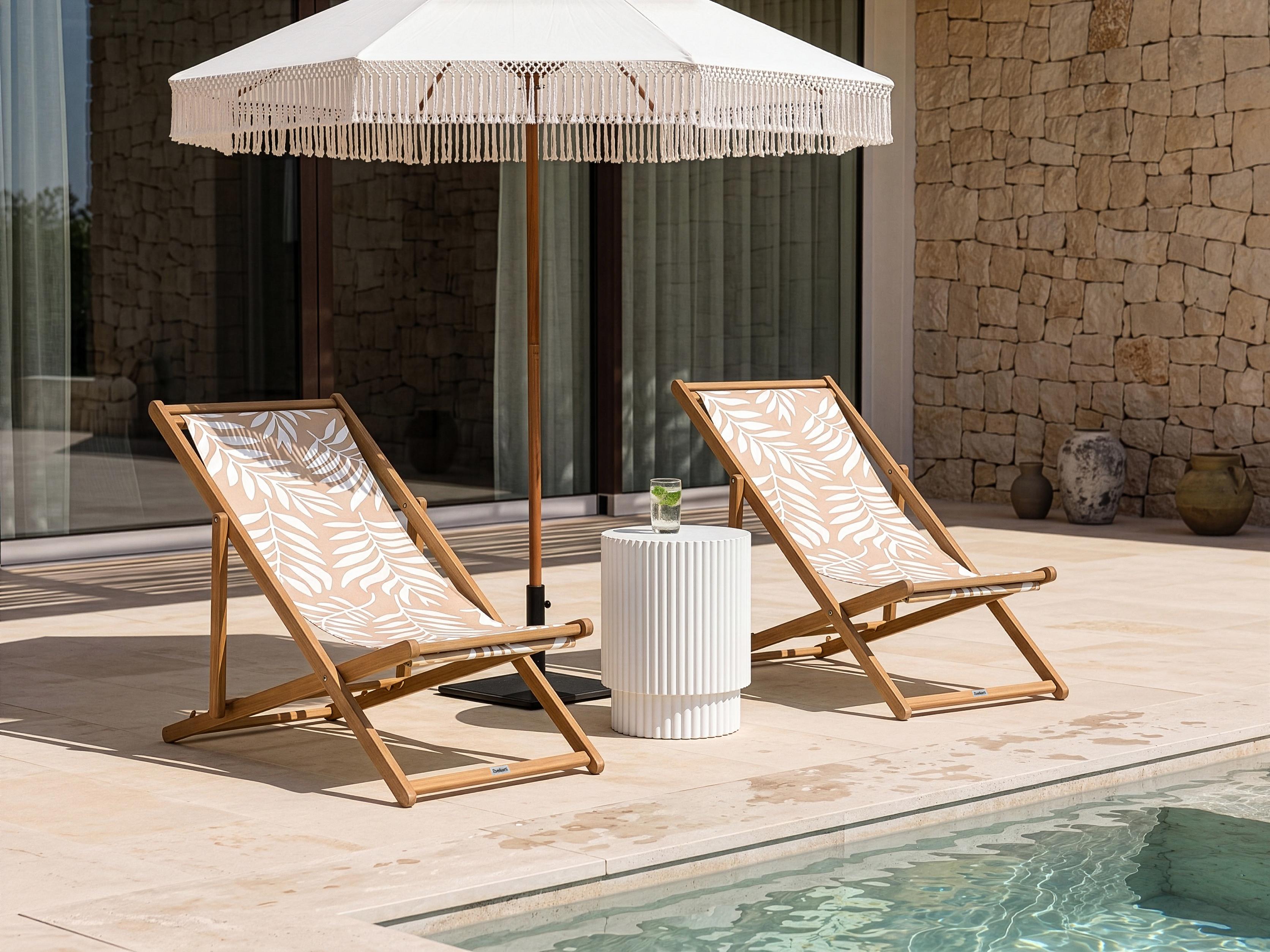 Set of 2 Sun Lounger Replacement Fabrics ANZIO/AVELLINO 113 x 44 cm Beige