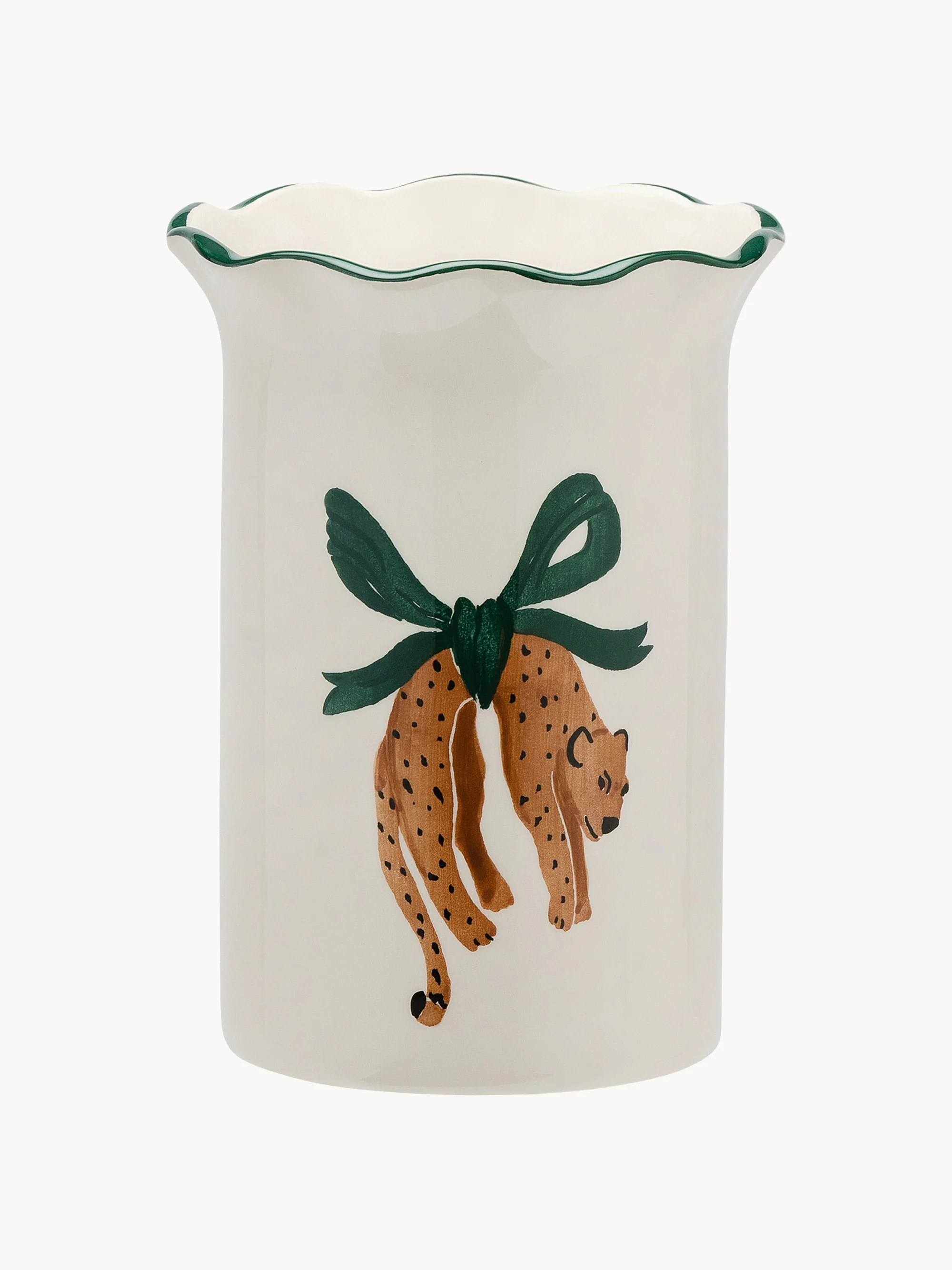 Handbemalte Vase Leopard, H 21 cm