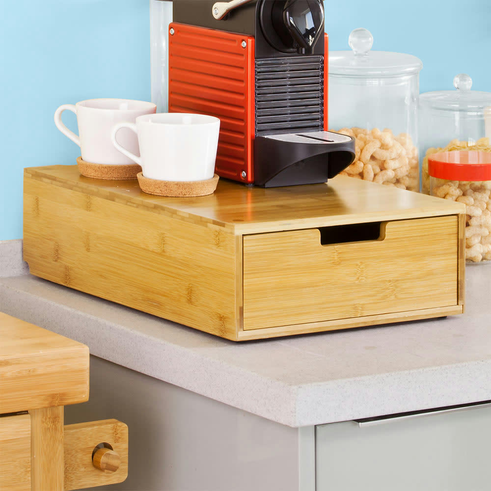 - Boîte à capsules de café en bambou natuel