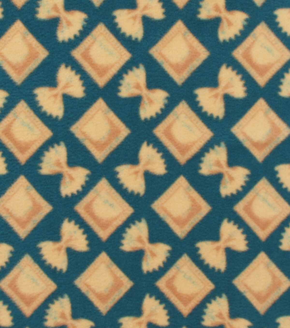 Mixed Pastas on Blue Anti Pill Fleece Fabric