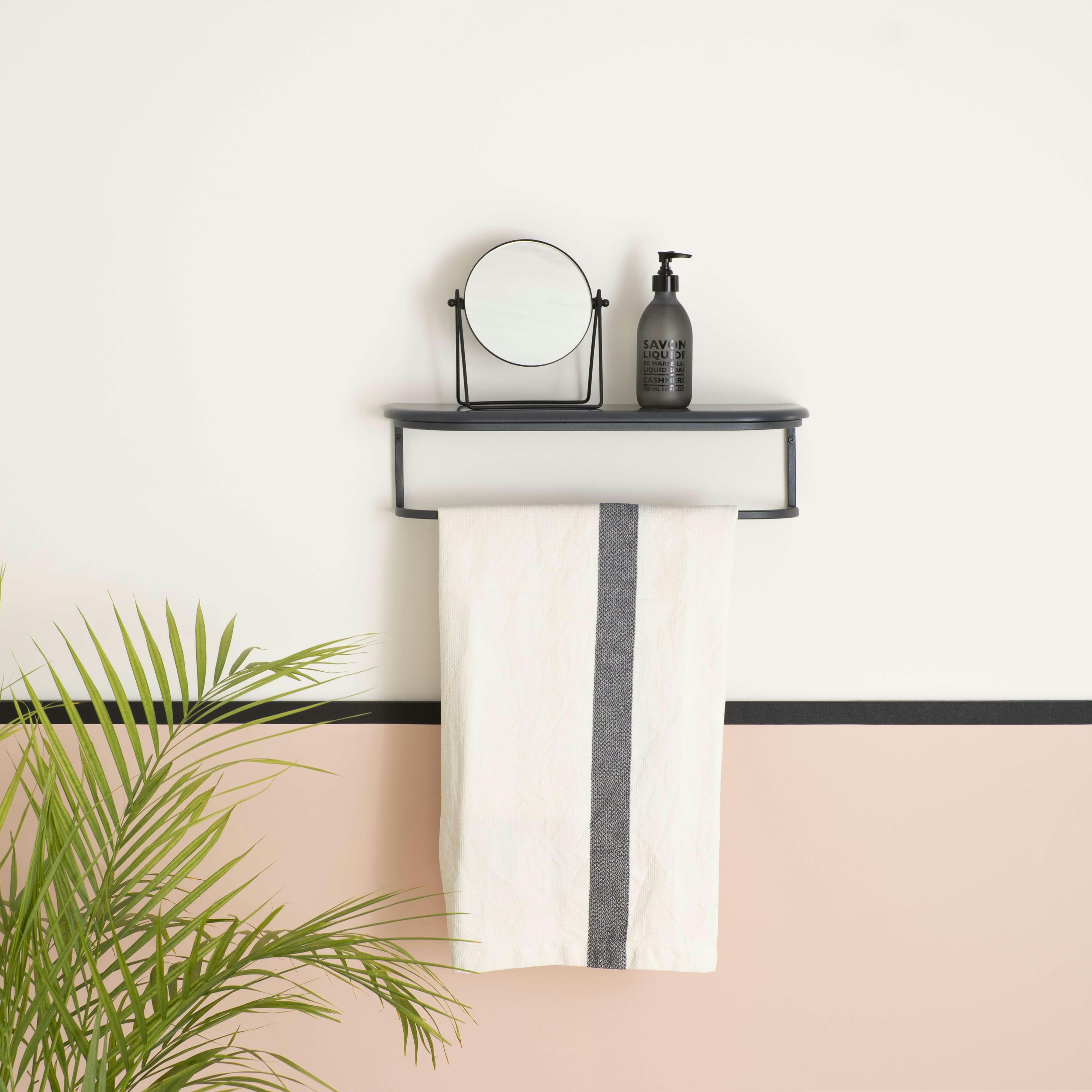 LIKE - Etagere murale en bois massif- chêne- gris anthracite-  13*50*15