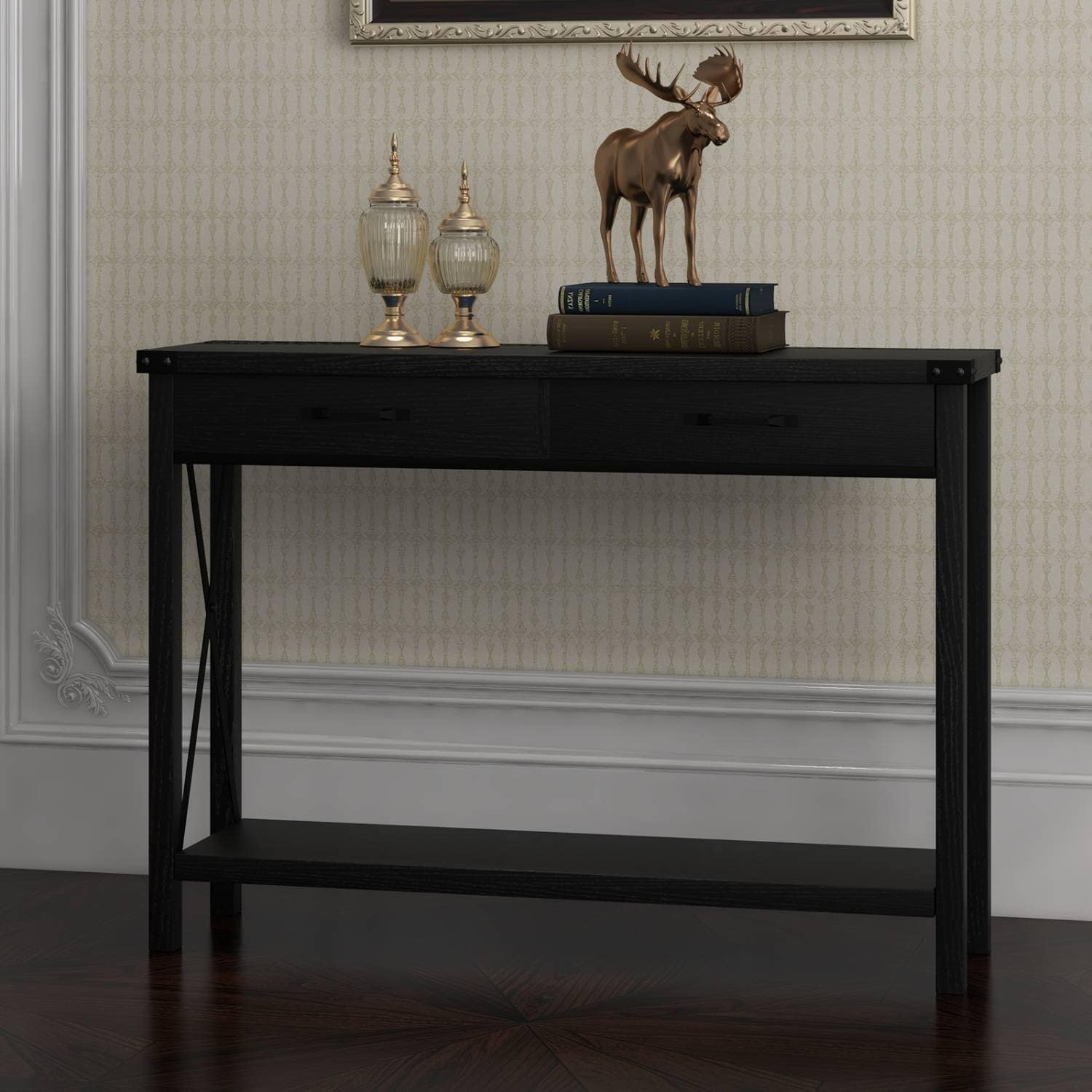 Narrow Sofa Table with 2 Drawers for Entryway