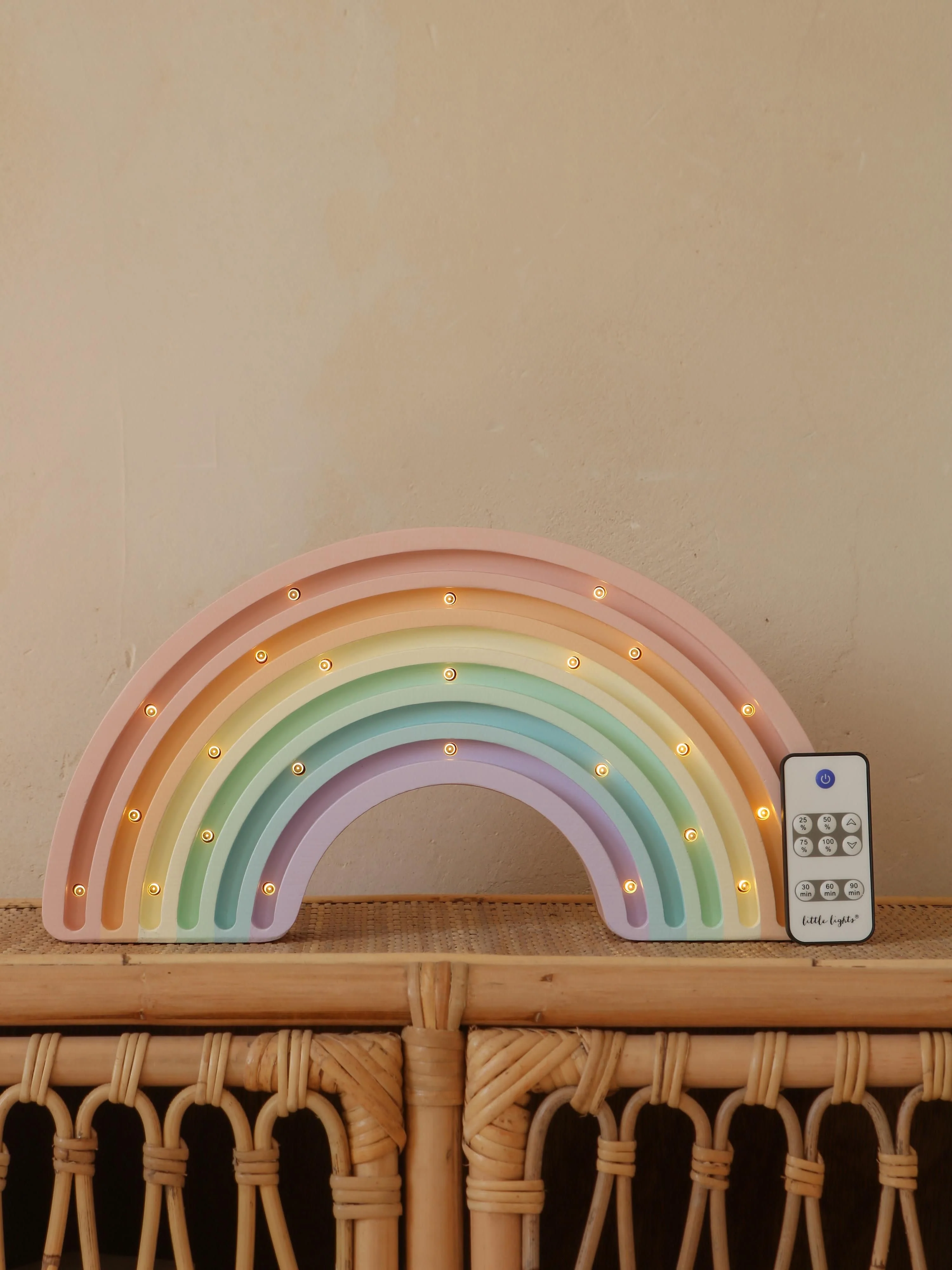 Handgefertigte LED-Kinderzimmerlampe Rainbow mit Timerfunktion und Fernbedienung, dimmbar