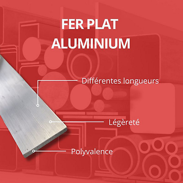 Barre aluminium plate 50mm ep 5 mm, Longueur : 0.5 mètre - Comment Fer
