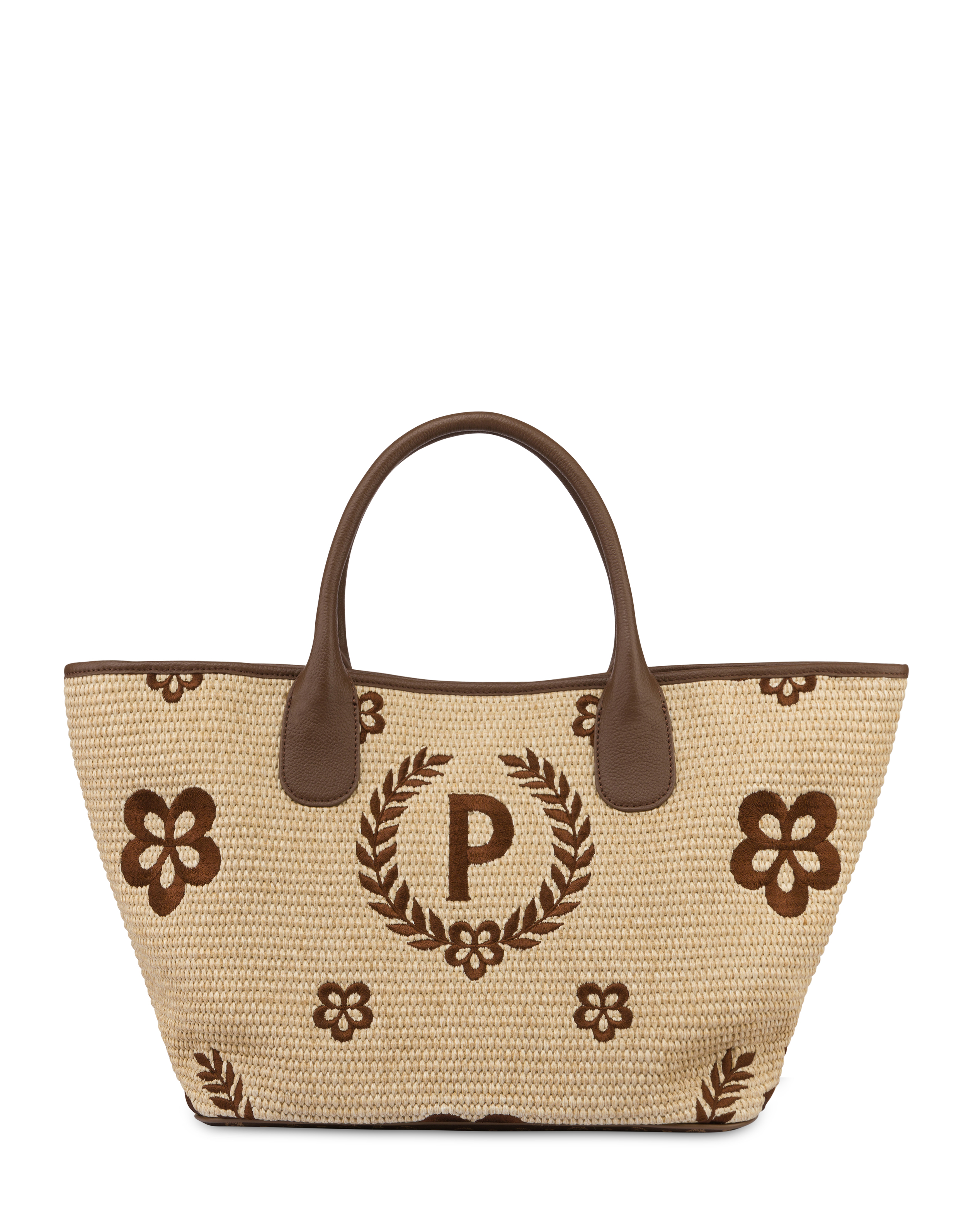 Tote Bag In Paglia Macro Heritage Medium Naturale/t.moro/marrone