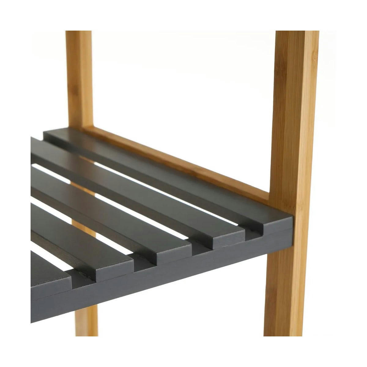 - Étagère salle de bain 5 plateaux gris et bambou