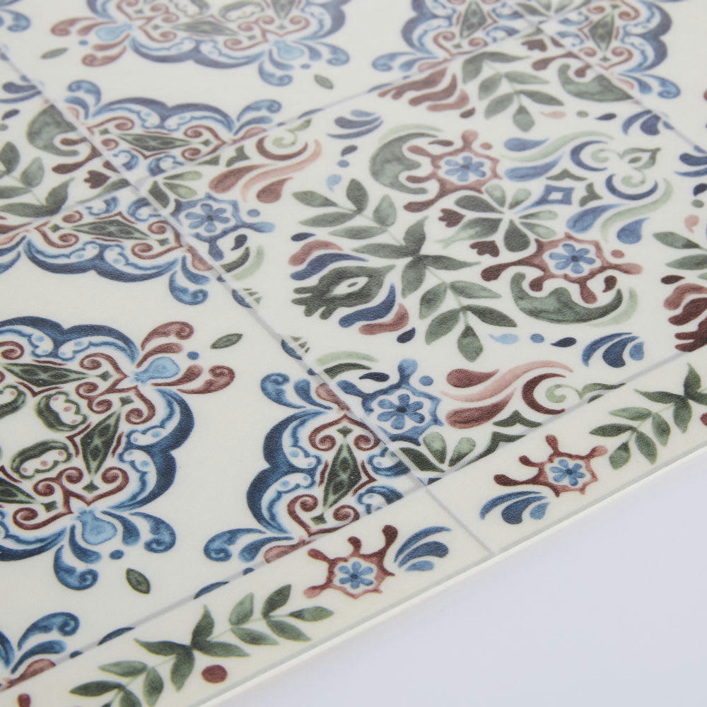 SINTRA - Tapis en vinyle motif floral vert, blanc et rouge 60x199
