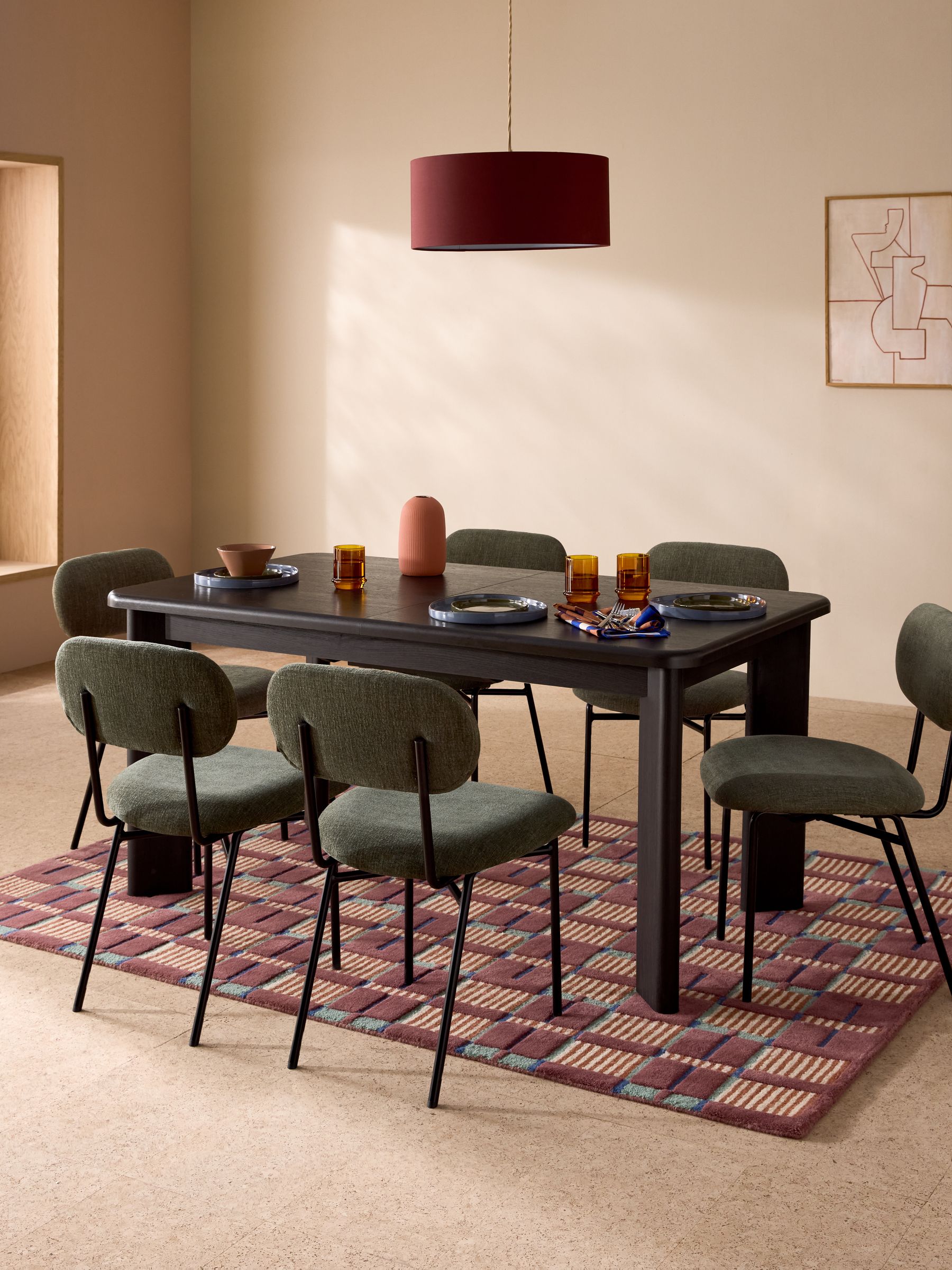Zeke 6 to 8 Seater Extending Rectangular Seater Dining Table in Dark Oak Effect