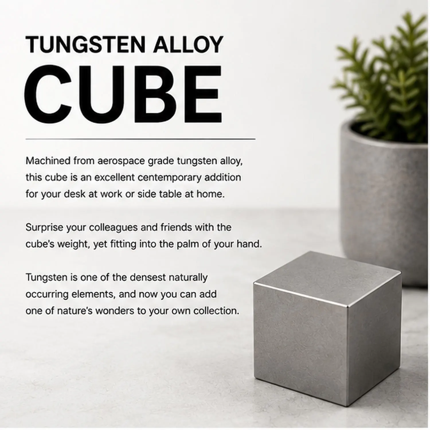 Tungsten Cube - Ultra-Dense Metal Desk Toy, EDC Heft & Executive Paperweight | Heavy Tungsten Alloy Collector Gift | 0.5