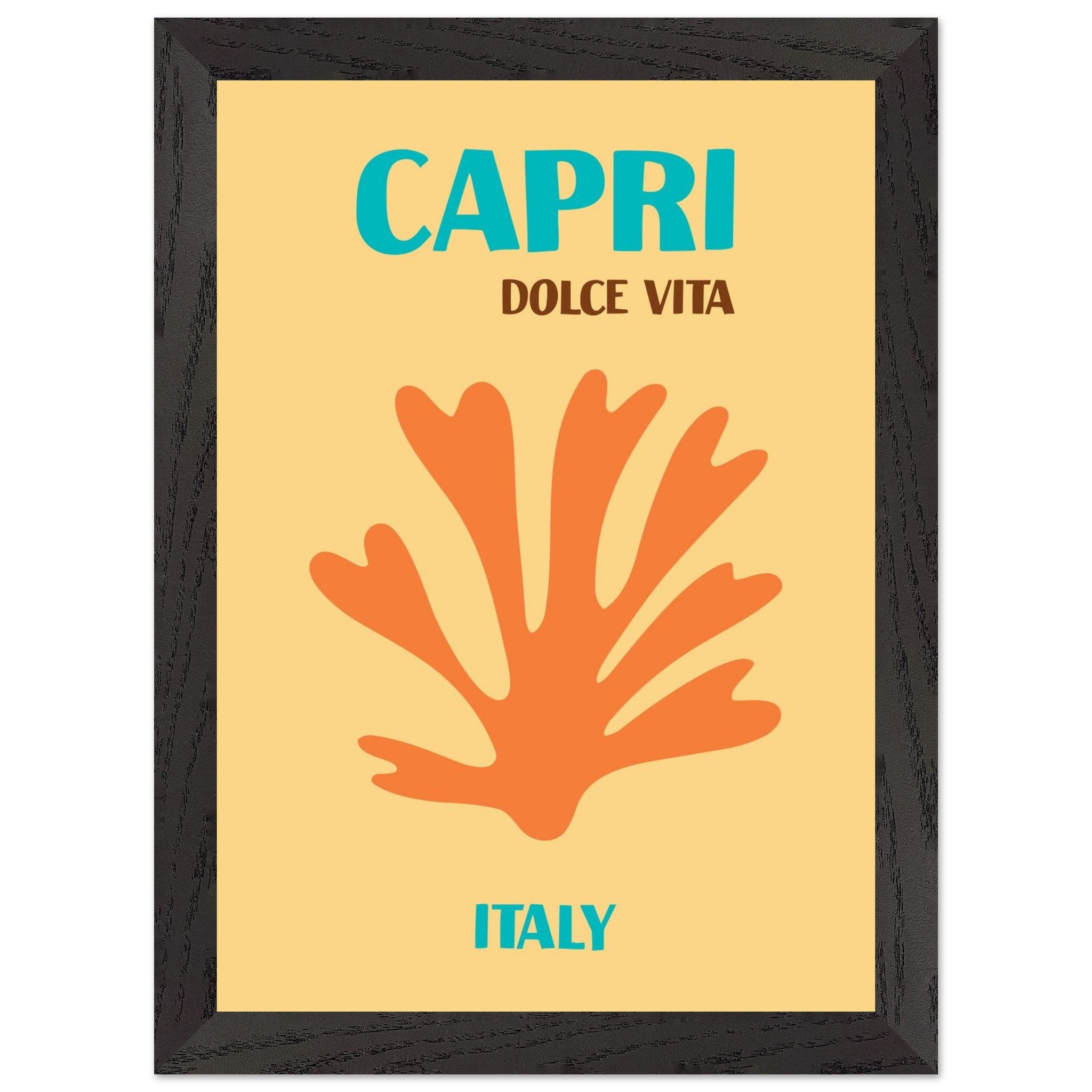 Artfulprints Poster met Lijst Italië - Capri  - A4 21x29.7 cm - Oranje