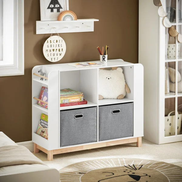SoBuy Regał dziecięcy z 2 szufladami Biały 100x35x80cm Nowoczesny KMB85-W