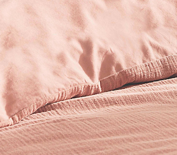 Housse de couette   1 taie 140 x 200 cm en gaze de coton Rose