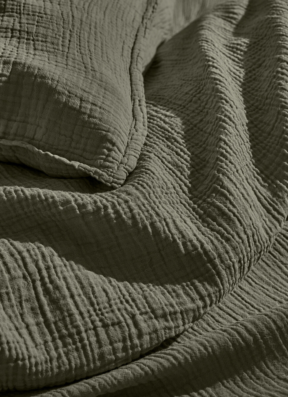 HOUSSE DE COUETTE DOUBLE GAZE DE COTON KAKI