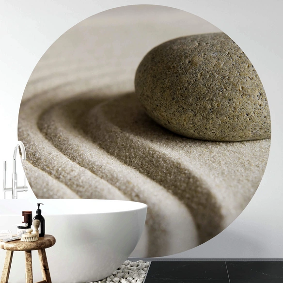Vliestapete »Runde Vliestapete«, Sand Stein Feng Shui Wellness, mehrfarbig, matt