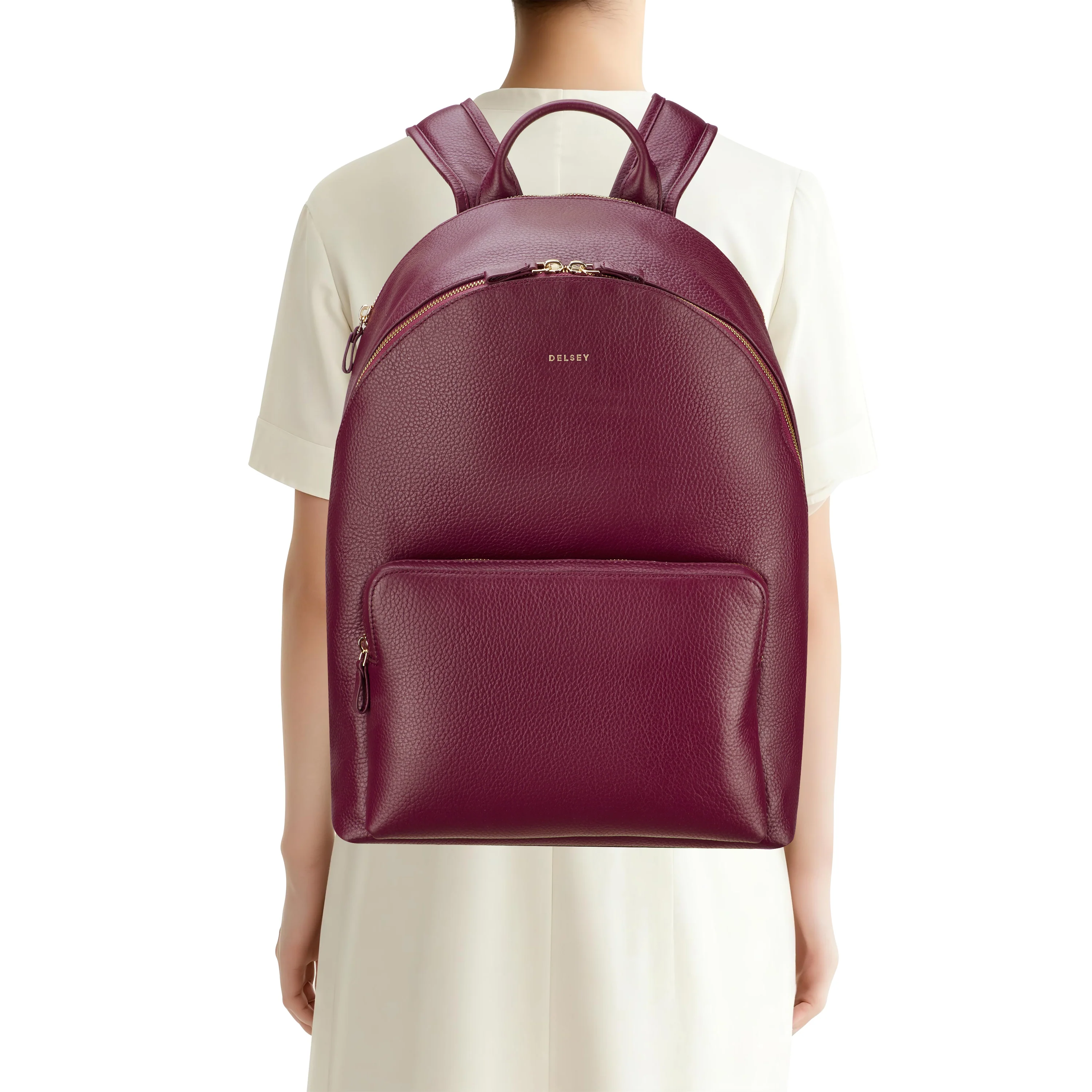 Le cuir grainé - Sac à dos en cuir avec 2 compartiments