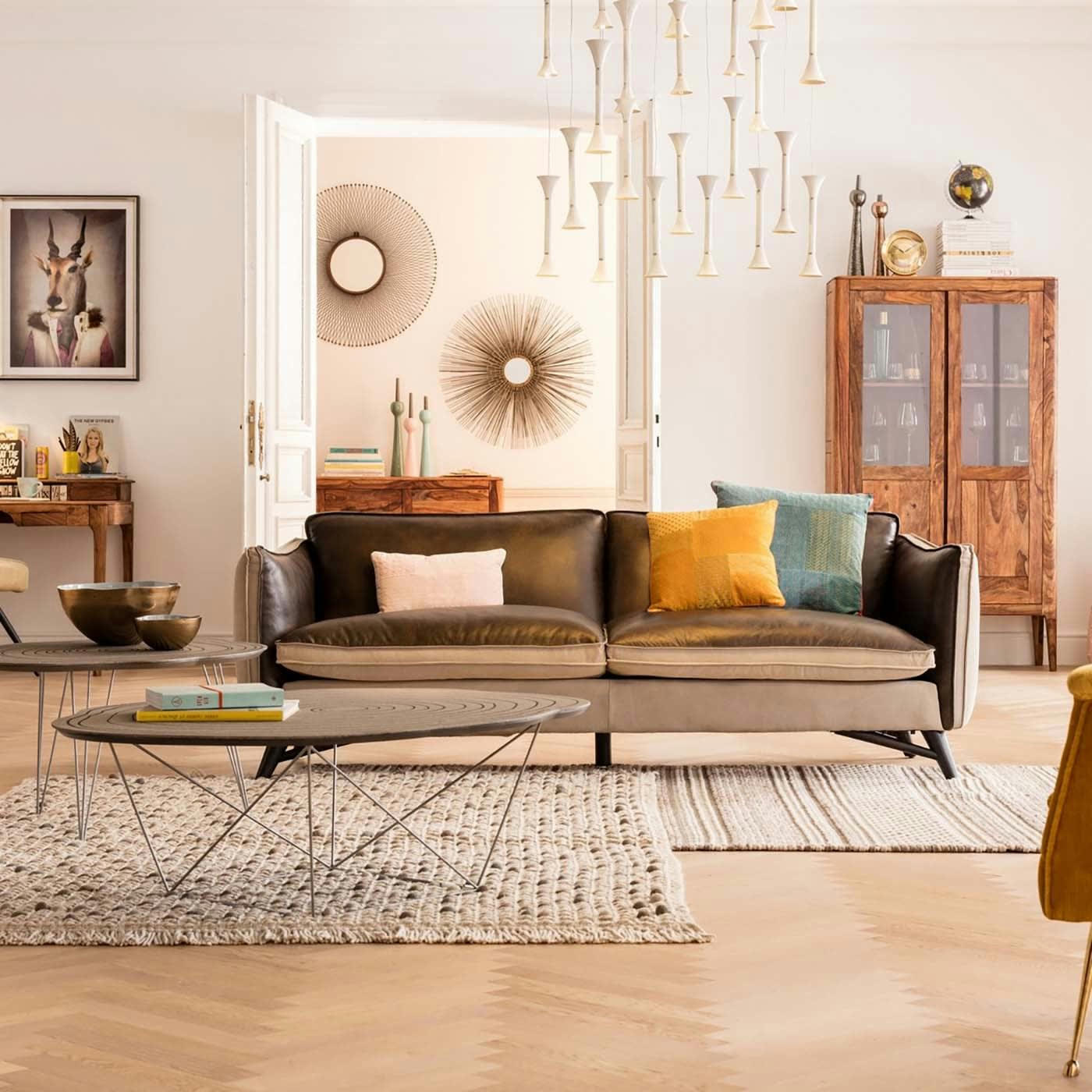 BROOKLYN NATURE - Vitrine 2 portes en Sheesham massif