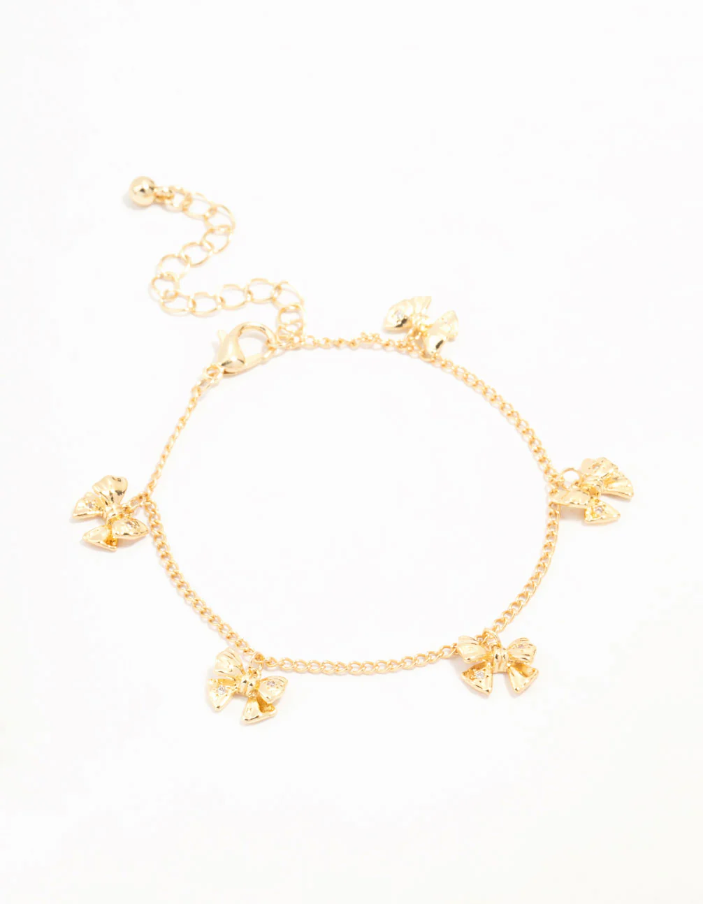 Gold Plated Brass Mini Bow Station Bracelet