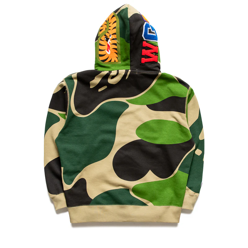 A Bathing Ape Mega ABC Camo Double Shark Full Zip Hoodie - Green