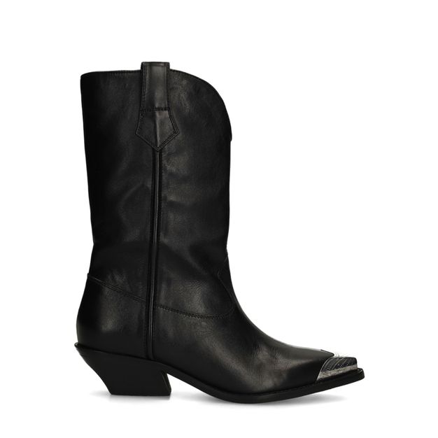 Zwarte leren cowboylaarzen