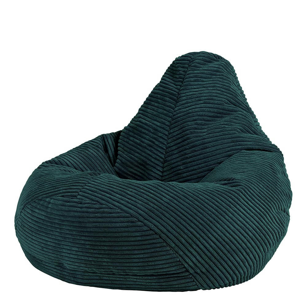 DALTON - Pouf enfant inclinable velours côtelé bleu canard