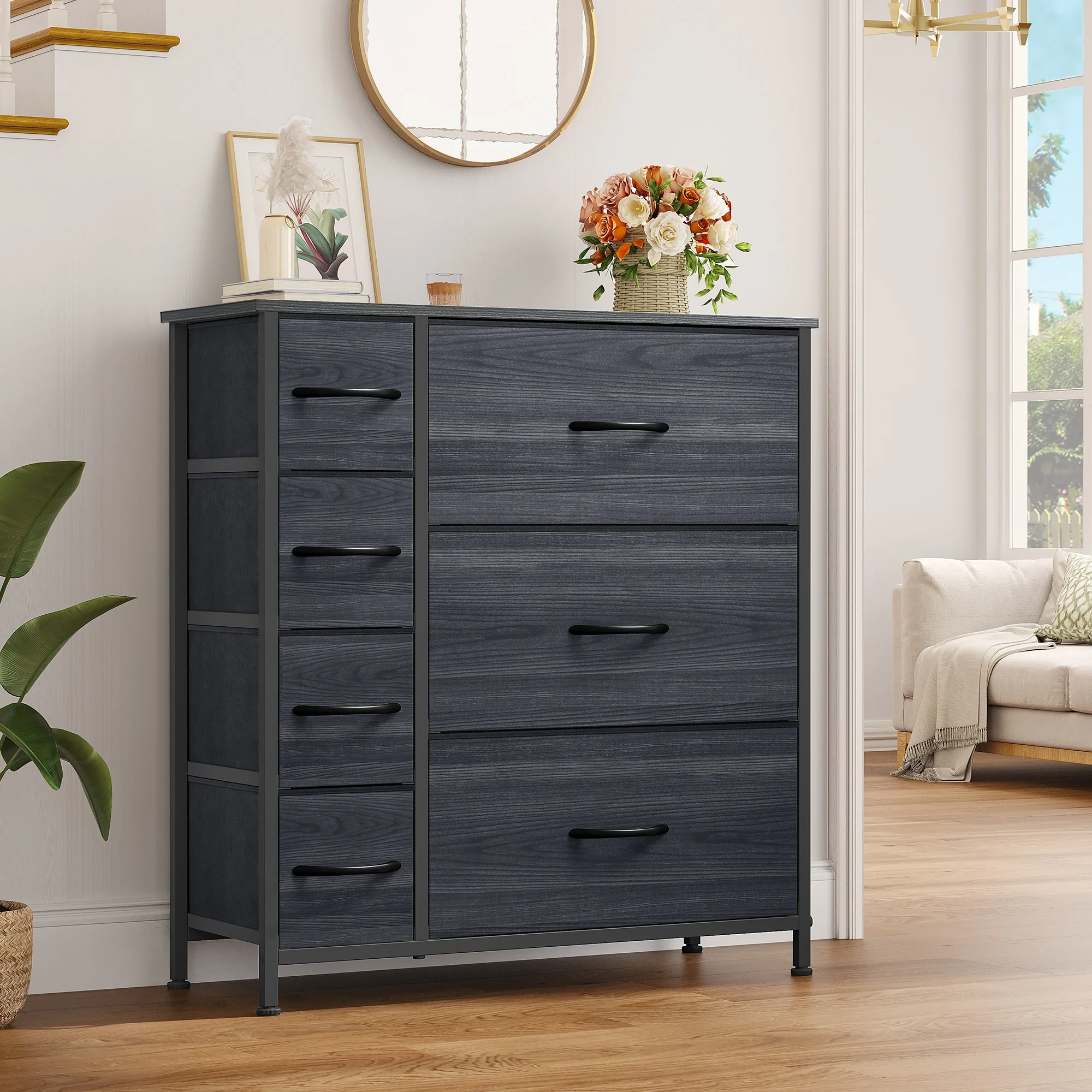 Moasis 7-drawer Bedroom Fabric Dresser Storage Tower with Wood Top