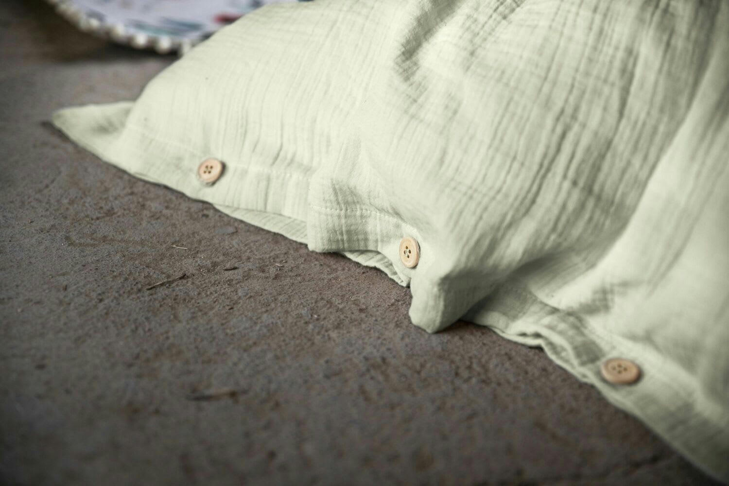 VERT - Housse de couette gaze de coton vert 140x200 cm