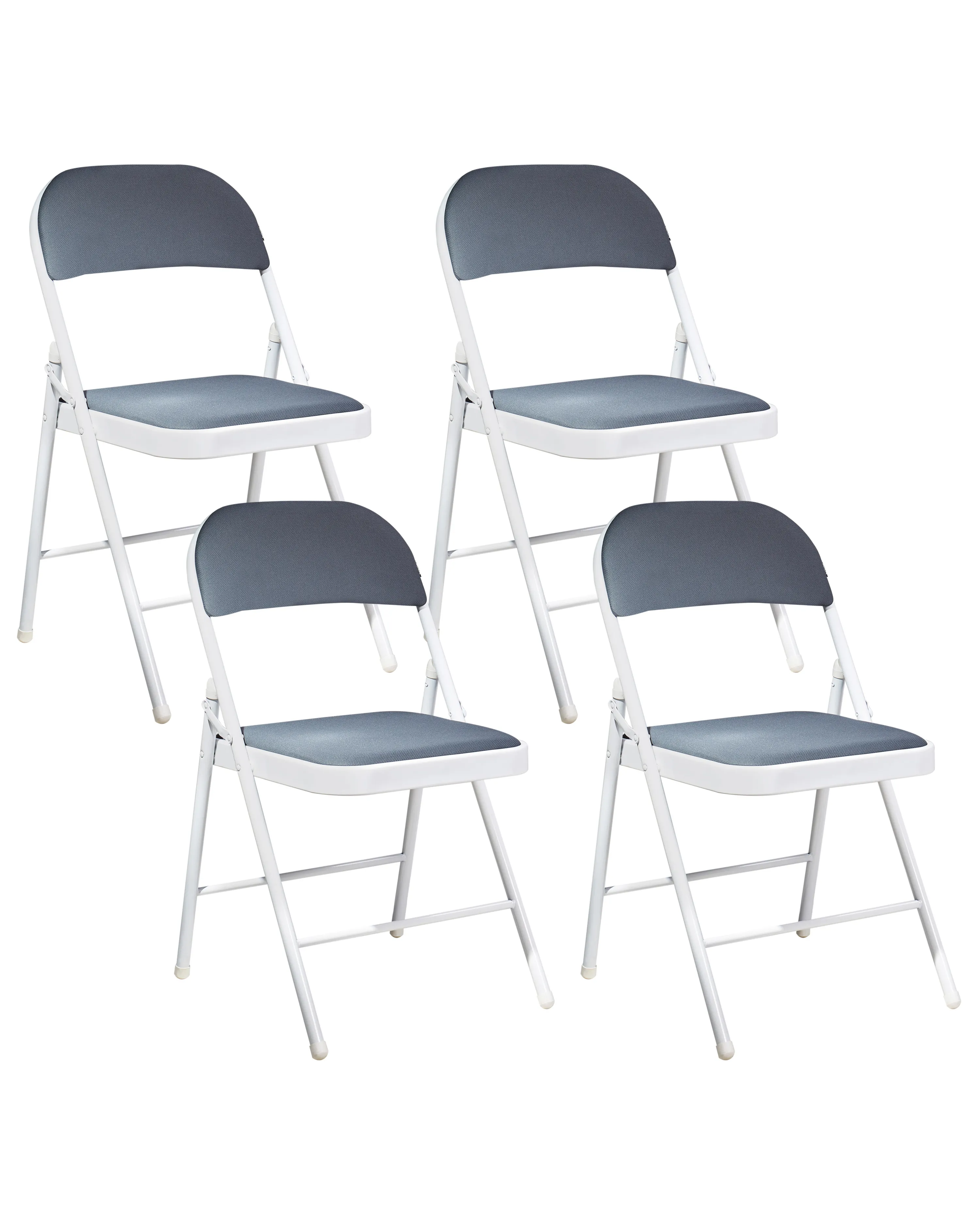 Set of 4 Folding Chairs SPARKS Metal Dark Grey/ White