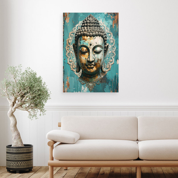 Obraz do salonu sypialni biura, Turkusowy Budda Zen Spa Orient 20x30