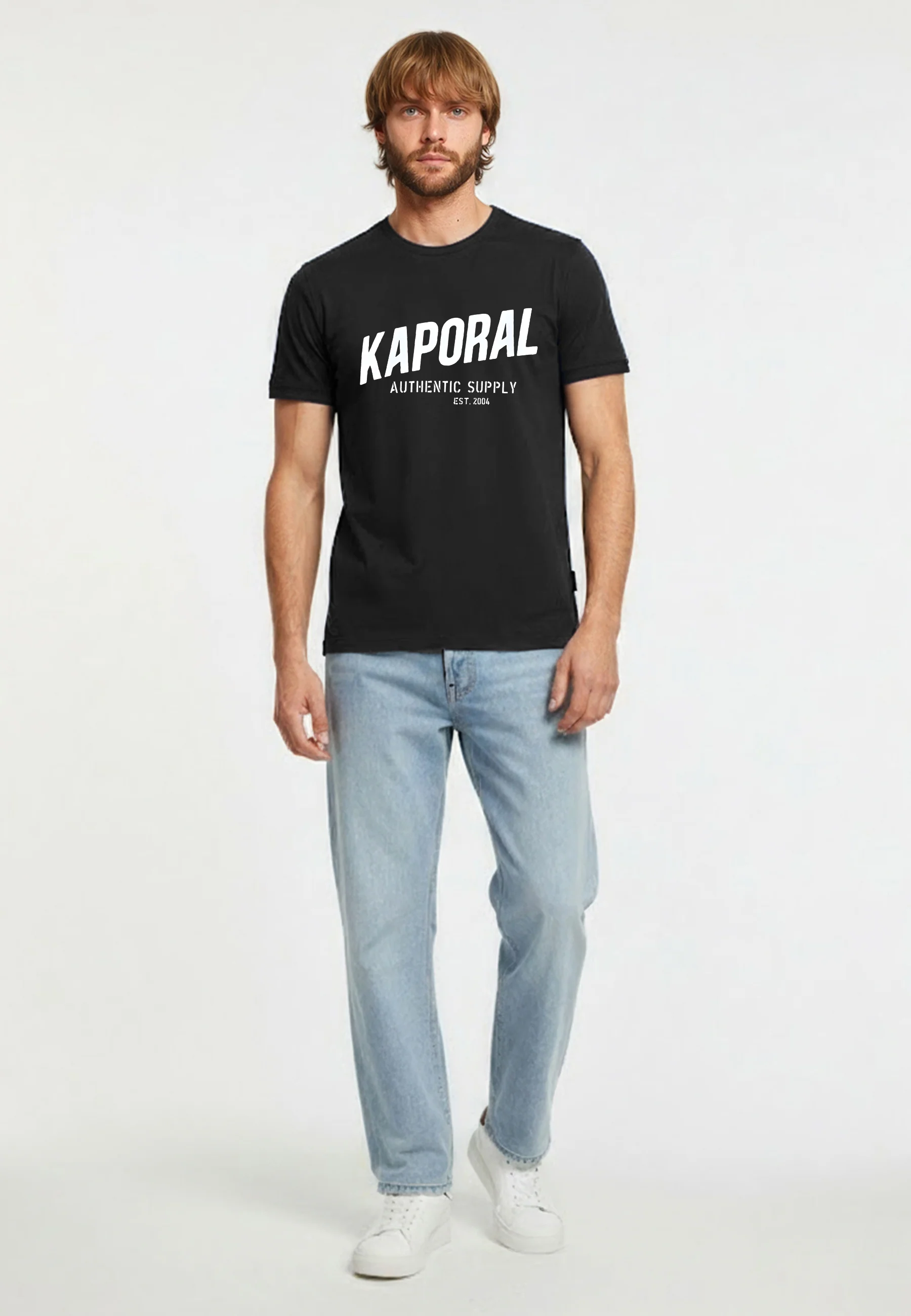 T-shirt manches courtes slim noir coton stretch RYZZ