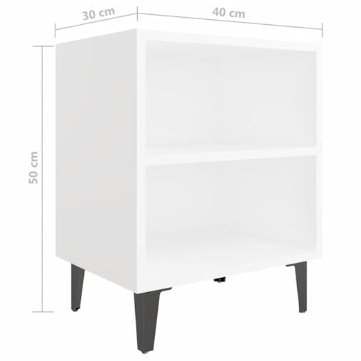 NNEVL Bed Cabinets with Metal Legs 2 pcs White 40x30x50 cm