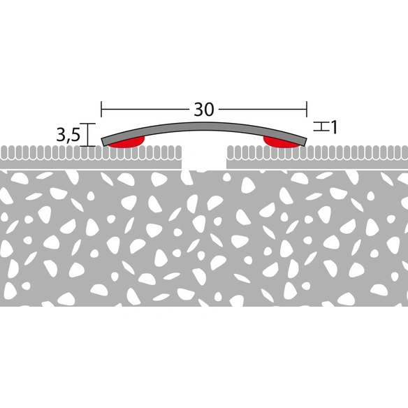 Übergangsprofil, BxH: 30 x 4 mm, selbstklebend