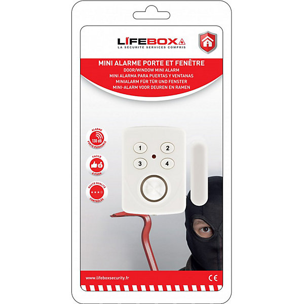 Mini alarme porte et fenêtre à code piles fournies - Lifebox