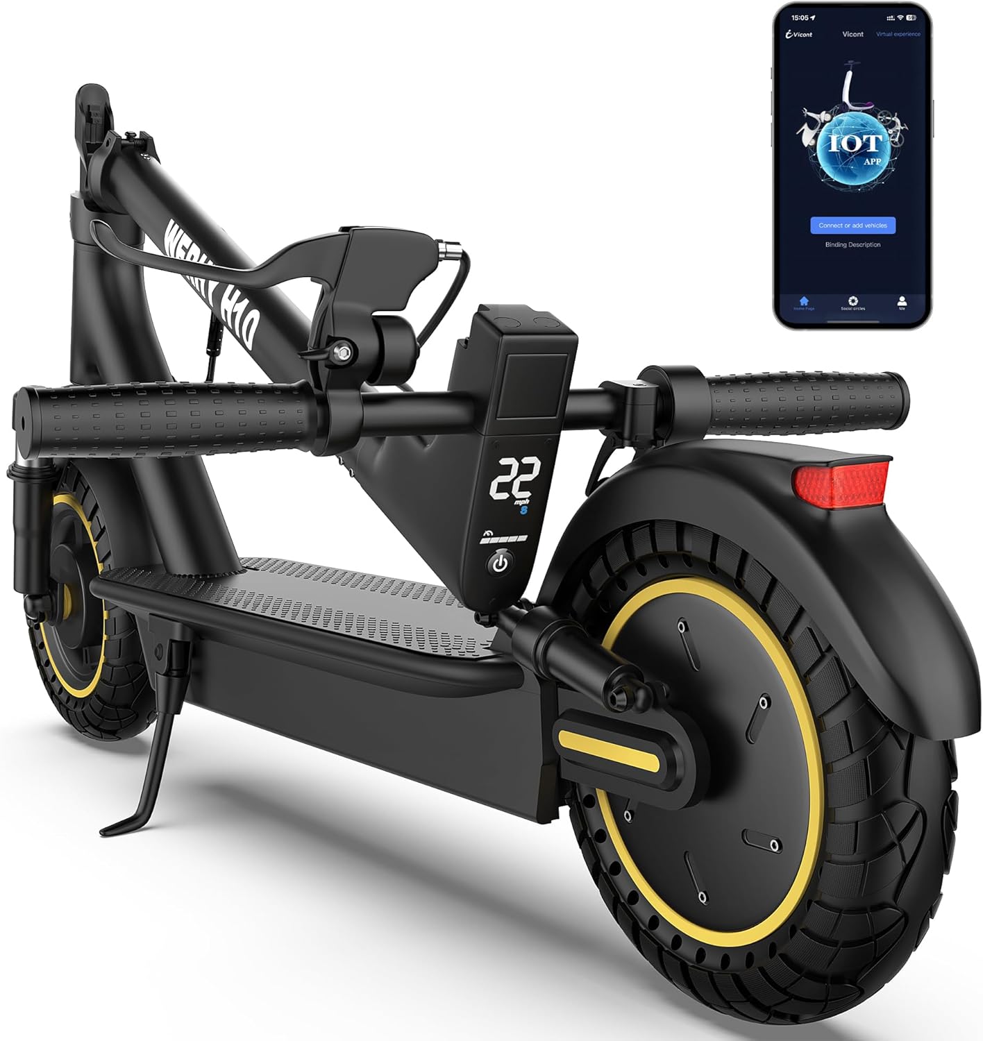 WERHY 10 Inches Electric Scooter, 500W Powerful Motor & 25-28Miles Long Range, 21/22 MPH Top Speed, Folding E Scooter with Dual Braking for Adults