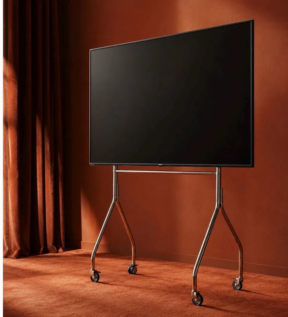 Mobile TV Stand on Chrome Casters
