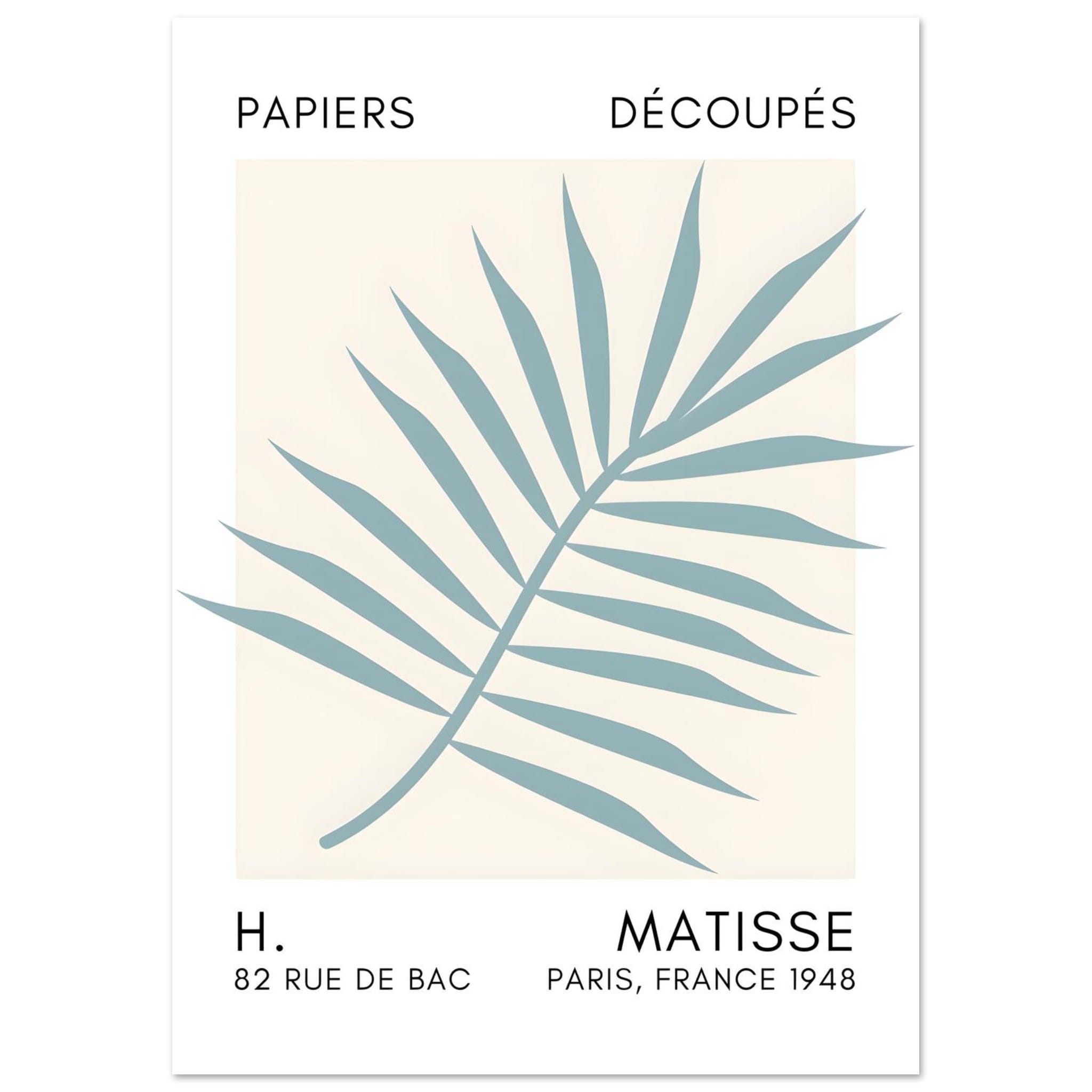 Artfulprints Poster Matisse – Floral reef turquoise  - A4 21x29.7 cm - Turquoise