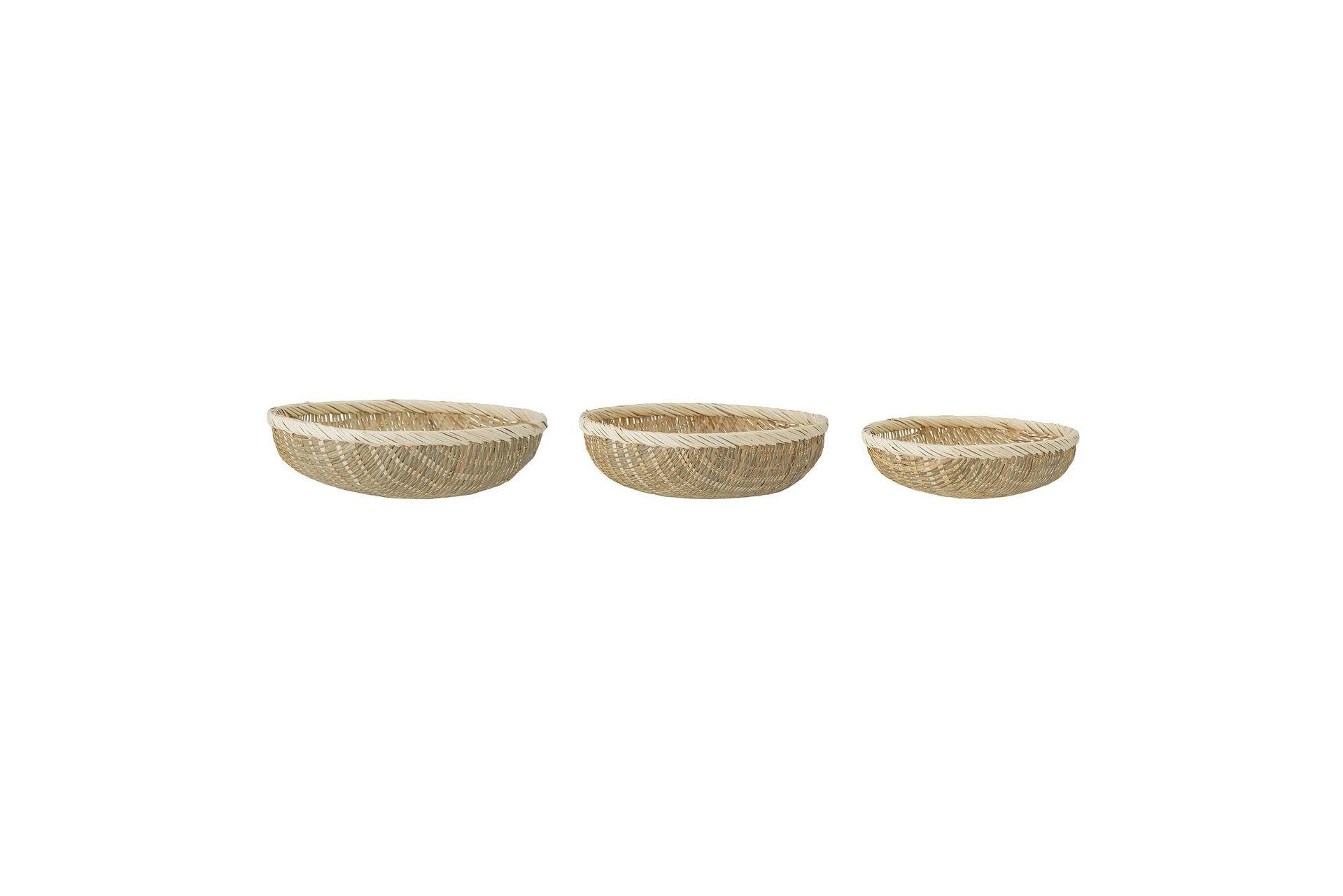 NICO - Lot de 3 paniers en bambou beige