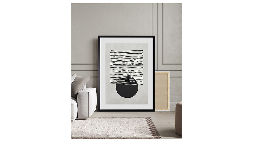 Obraz w ramie Black Circle With Abstract Lines 53x73 cm