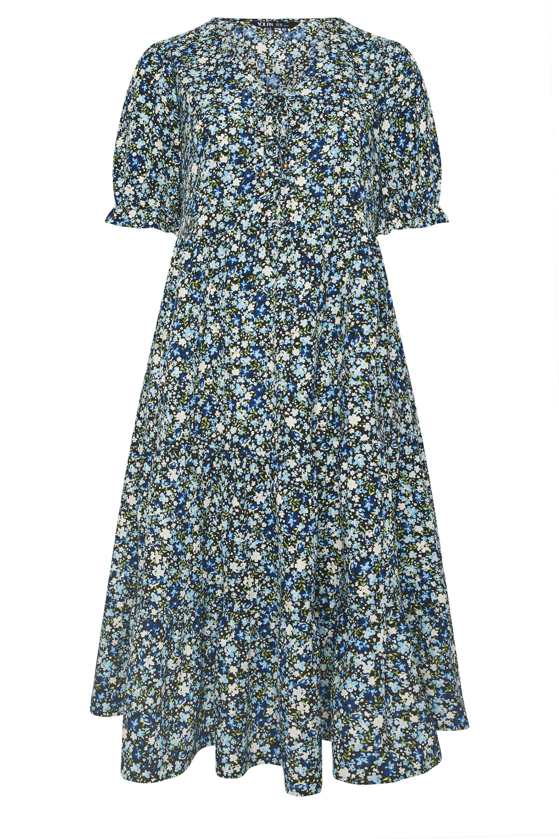 Yours Ditsy Floral Tie Front Dress