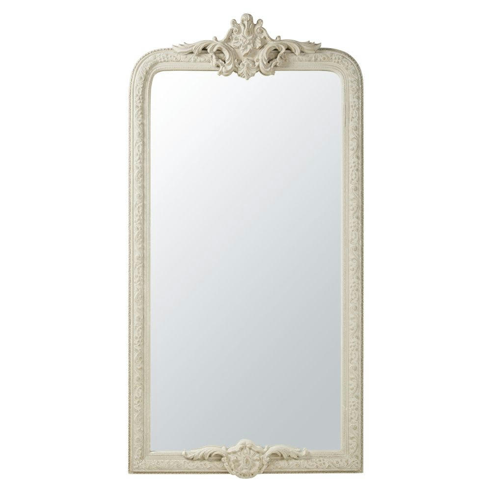 ISIDORE - Grand miroir à moulures en bois de paulownia gris 90x176