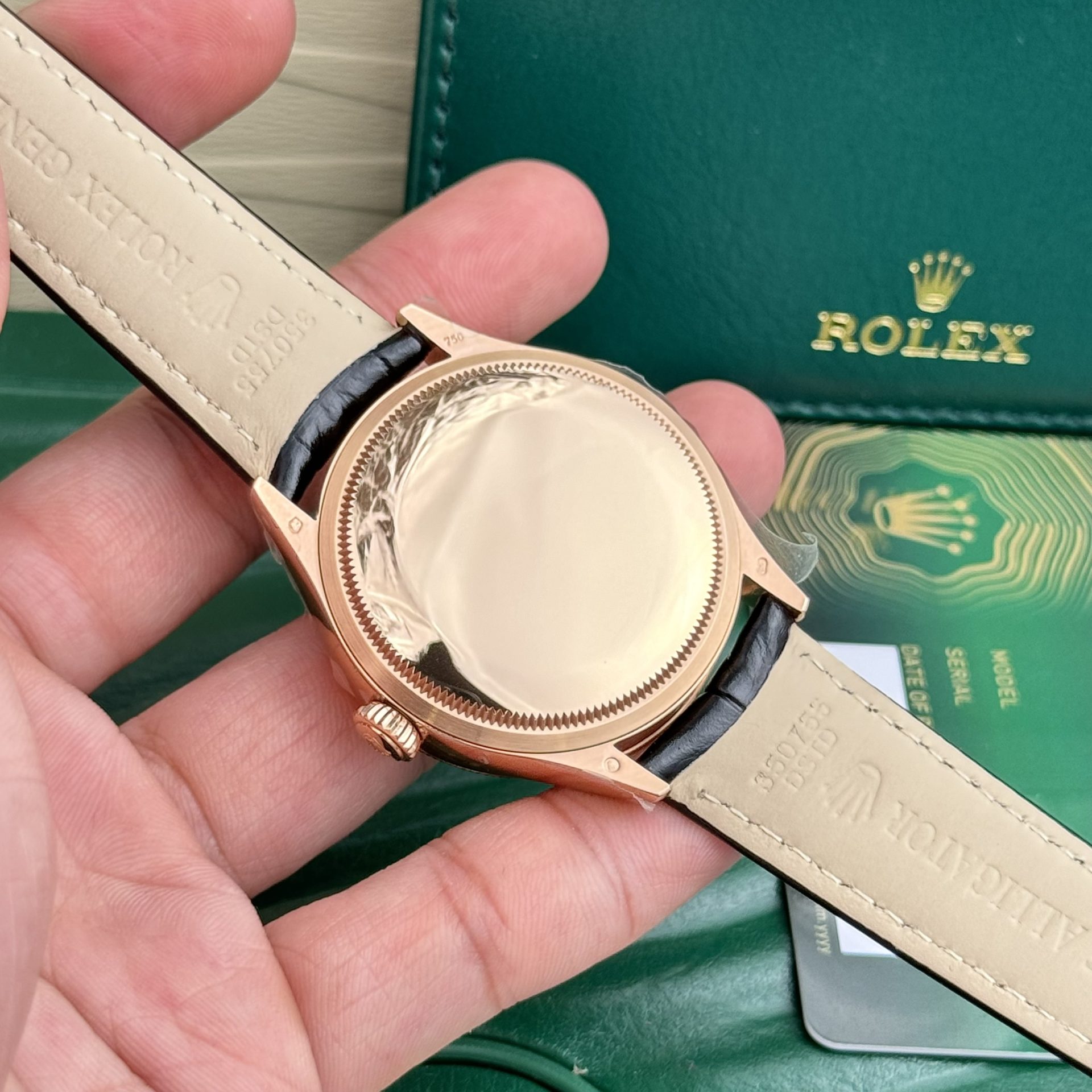 Rolex Cellini 50525 RG Plated White Dial 39mm Leather AAA Replica