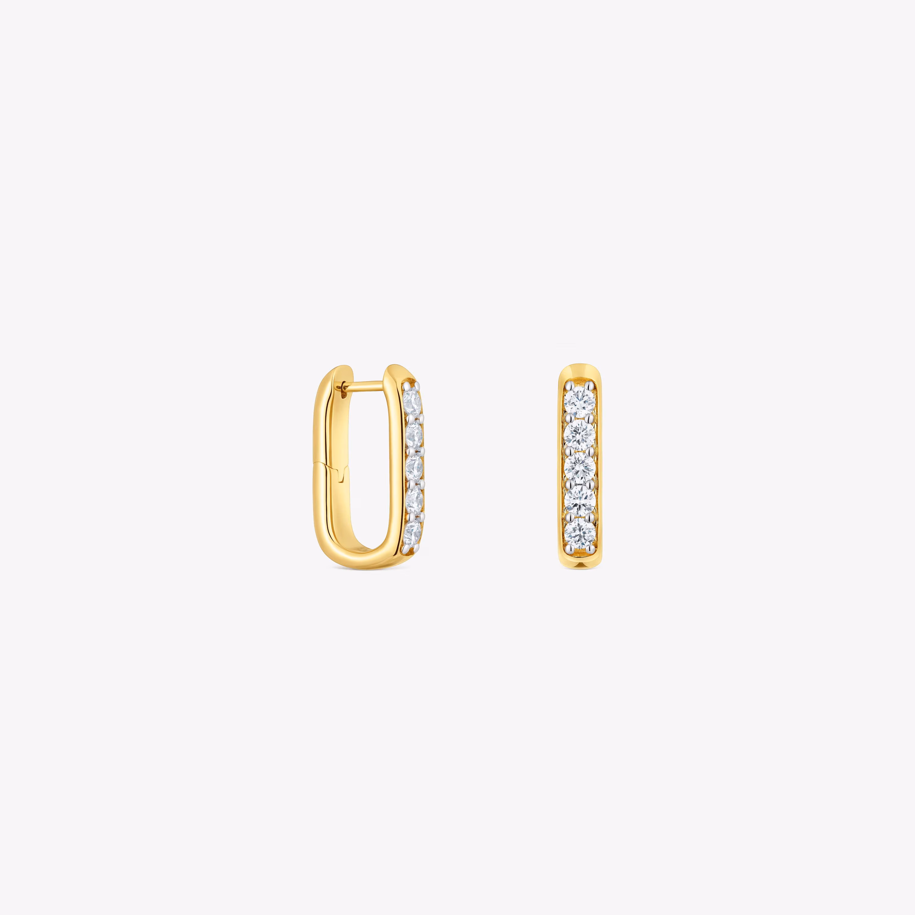 Pendientes de aro con baño de oro 18 kt sobre plata y diamantes creados en laboratorio 18,5 mm Line LGD