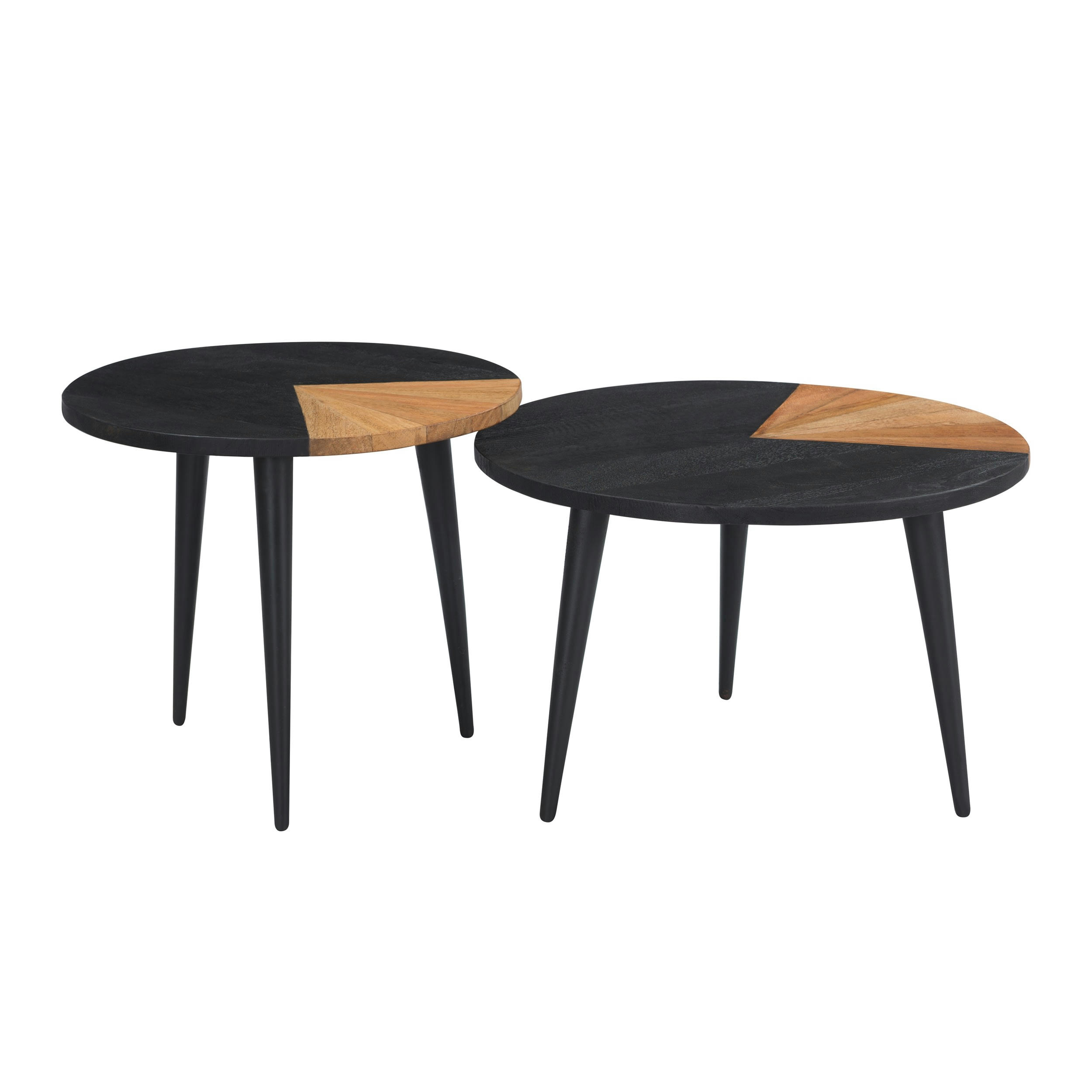 BINÔME - Set de 2 tables basses rondes en bois d'acacia