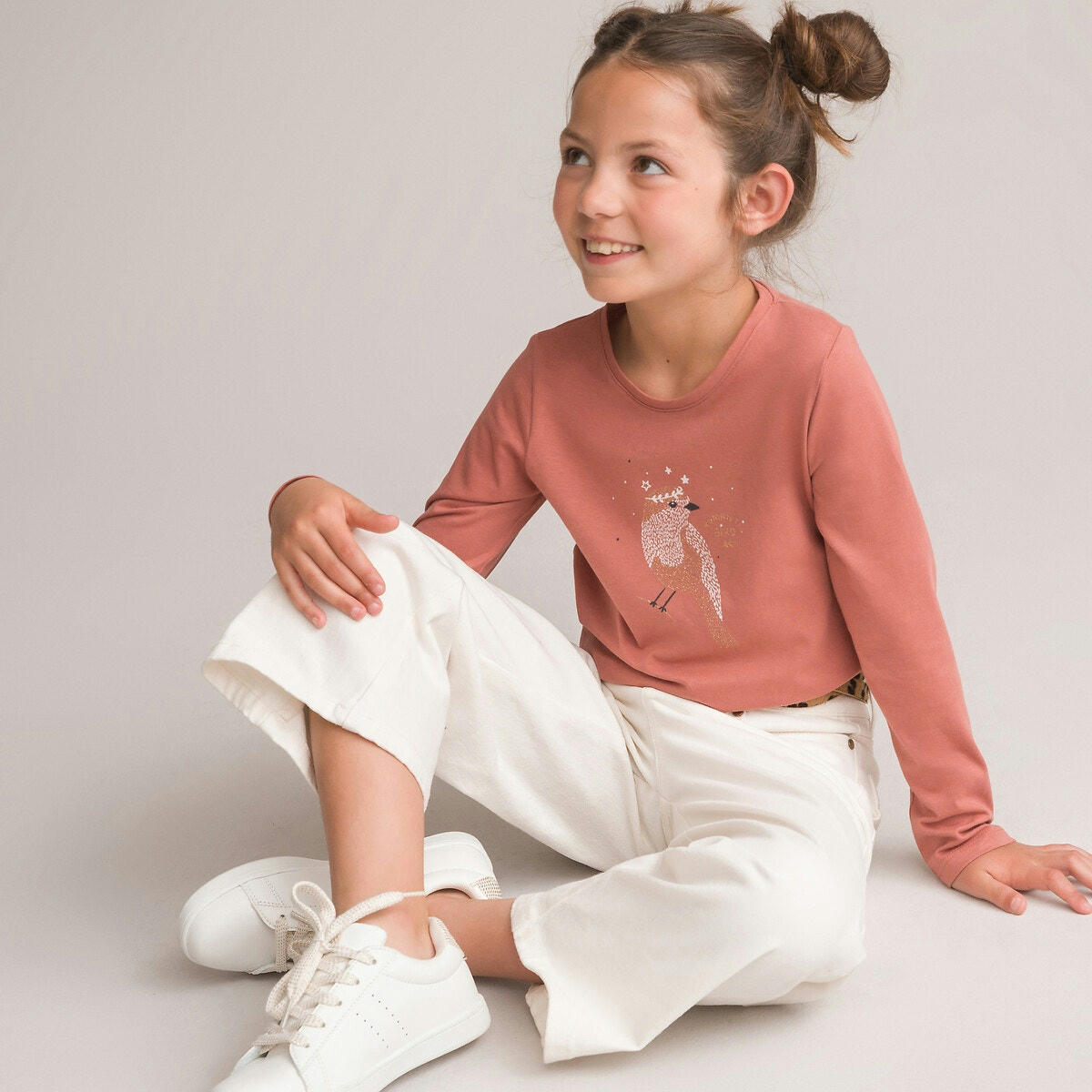 T-shirt manches longues, imprimé oiseau pailleté