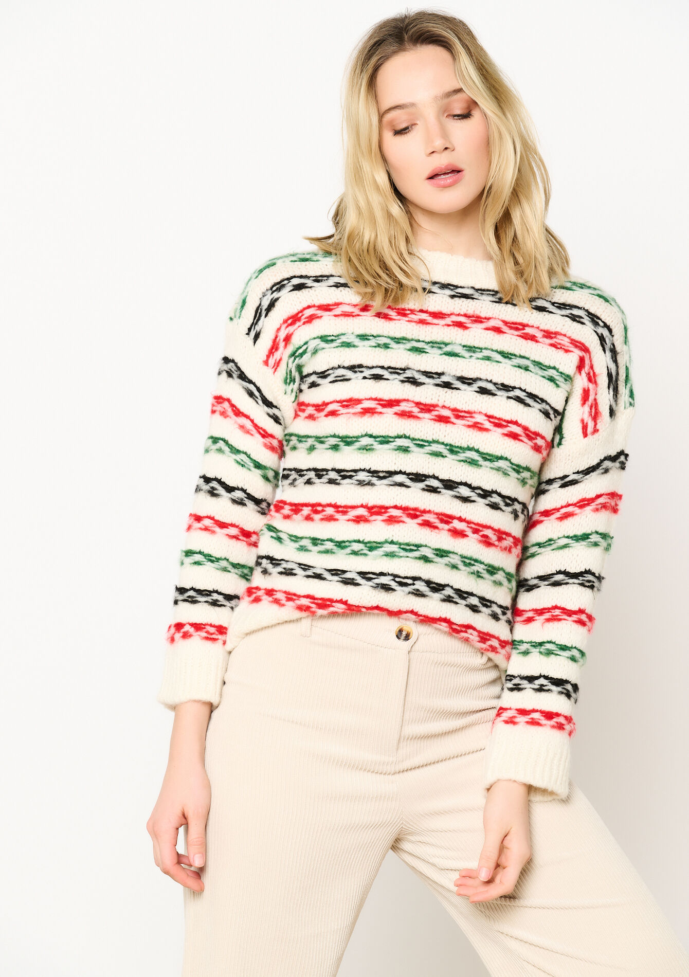 Gestreepte jacquard trui