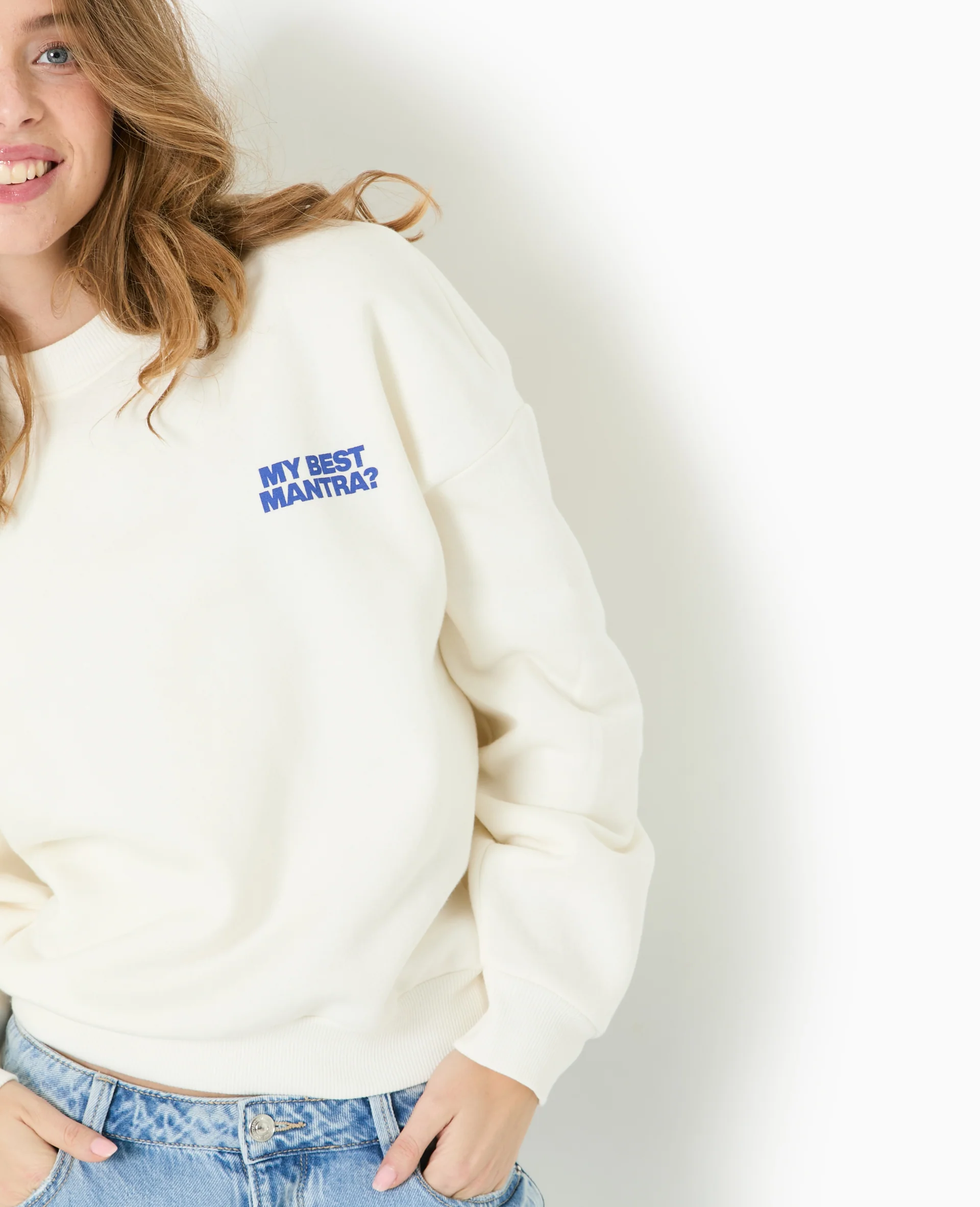 Sweat oversize avec print poitrine et dos