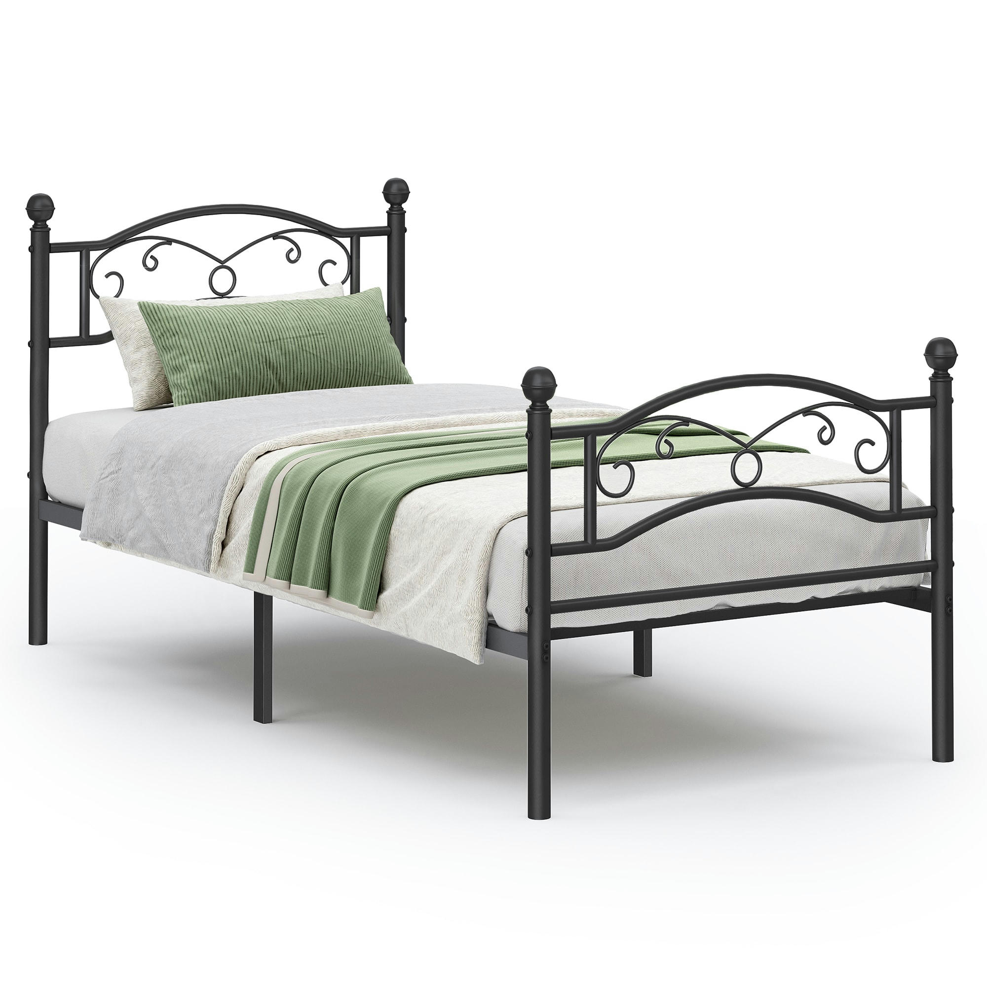 - Lit 1 personne en métal 90 cm x 190 cm noir