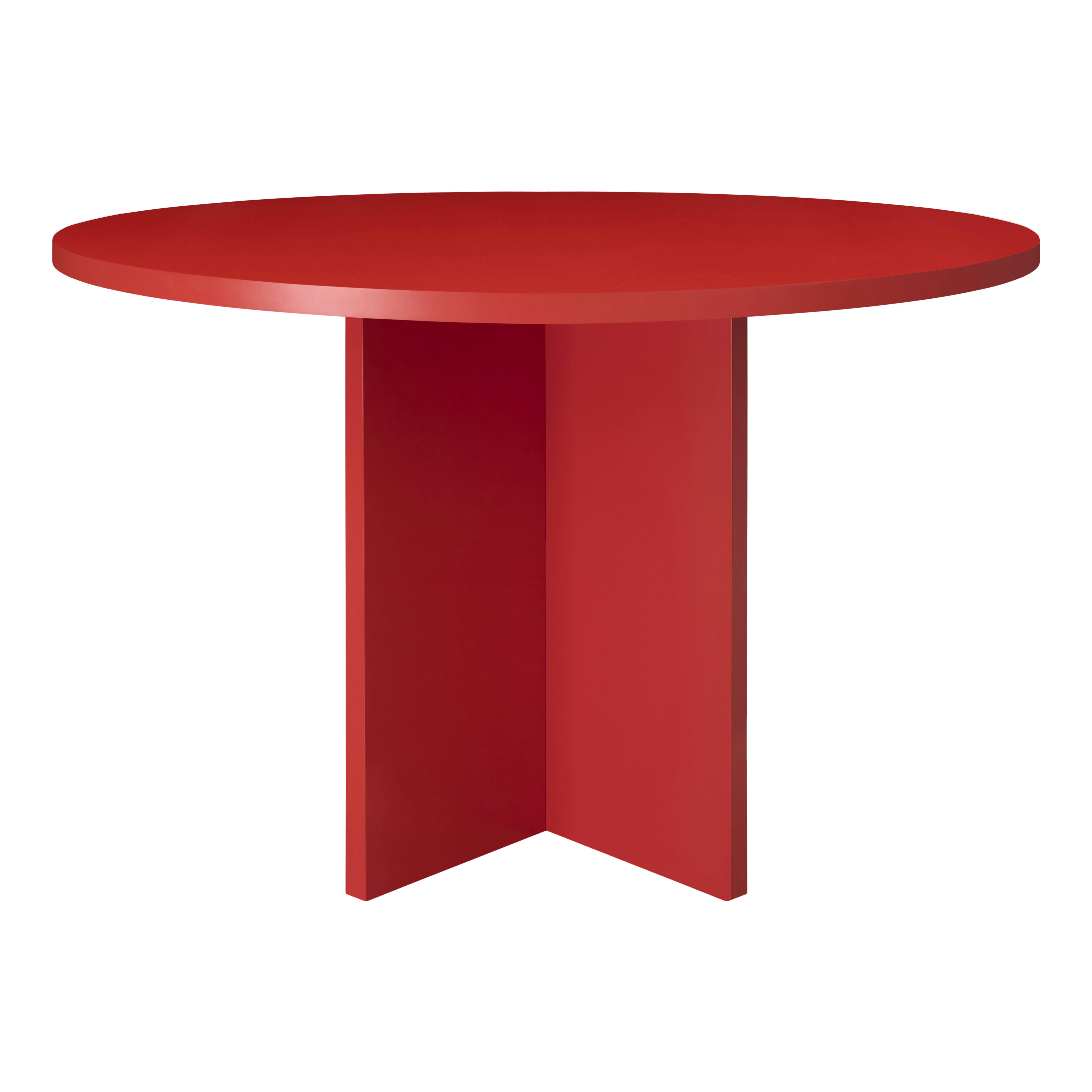 BLOCKIE-MATILDA - Table à manger ronde laquée en MDF de 3cm Rouge Flamme 120cm
