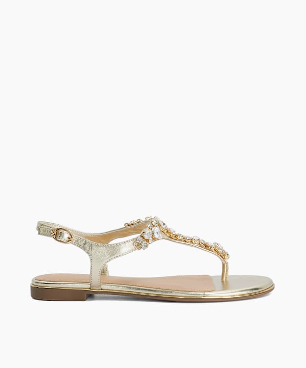 Life Gold - Embellished Toe Post Sandals