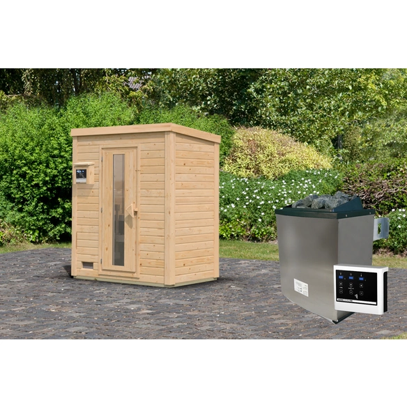 Saunahaus »Suurlaht«, BxTxH: 196 x 113 x 228 cm, 9 kW Ofen mit externe Steuerung , für 1 Person